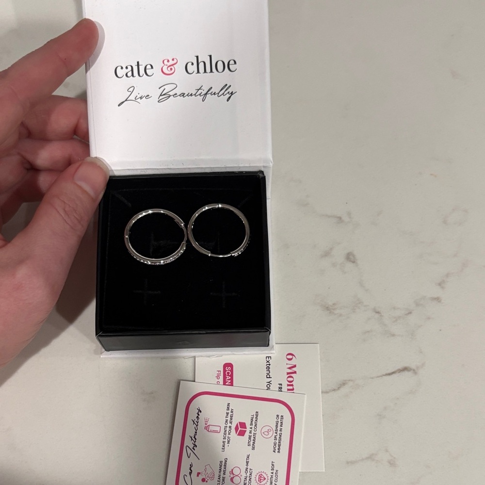Cate & Chloe Elegant Silver Hoop Earrings
